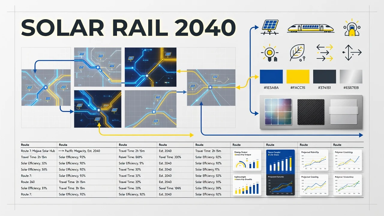 Solar Rail 2040 Visual-Systemboard generiert mit Grok Image 2